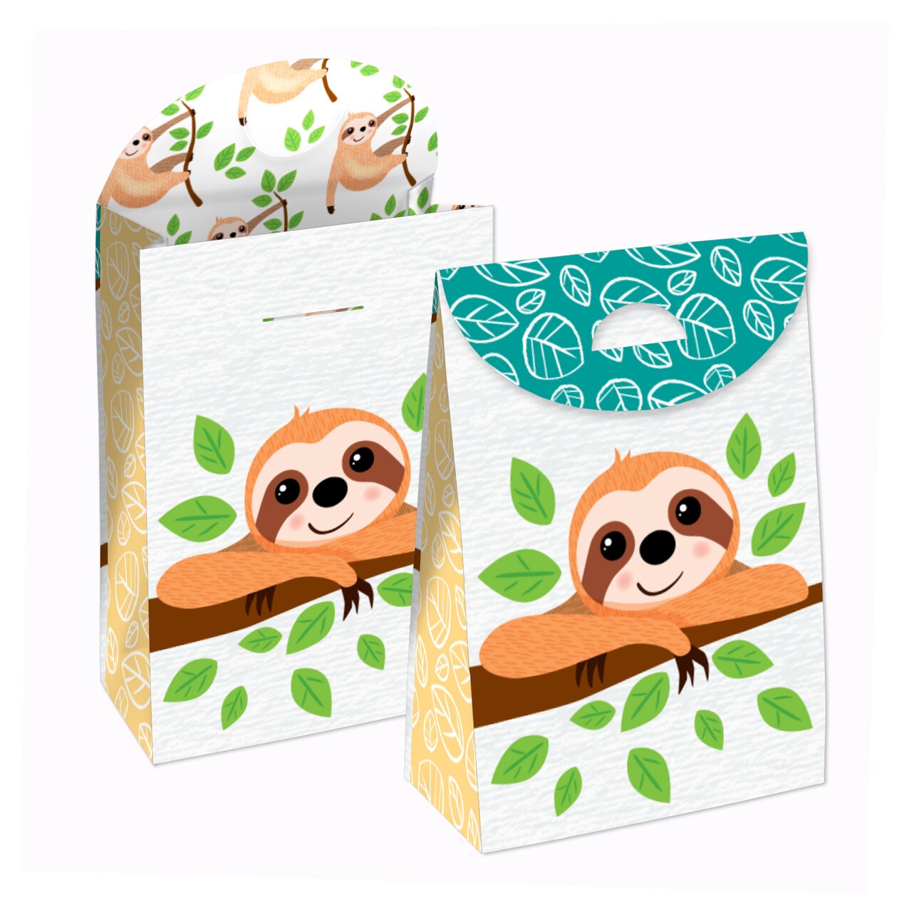 Big Dot of Happiness Let’s Hang - Sloth - Baby Shower or Birthday Gift Favor Bags - Party Goodie Boxes - Set of 12
